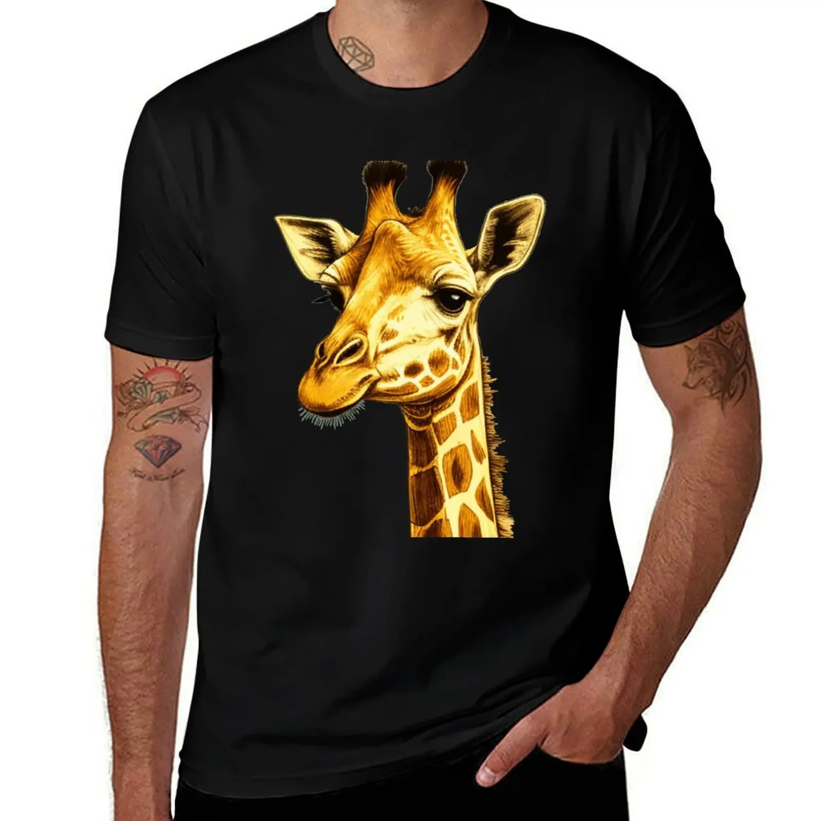 

giraffe head gift T-Shirt Big Size Short Sleeve Tee for Men