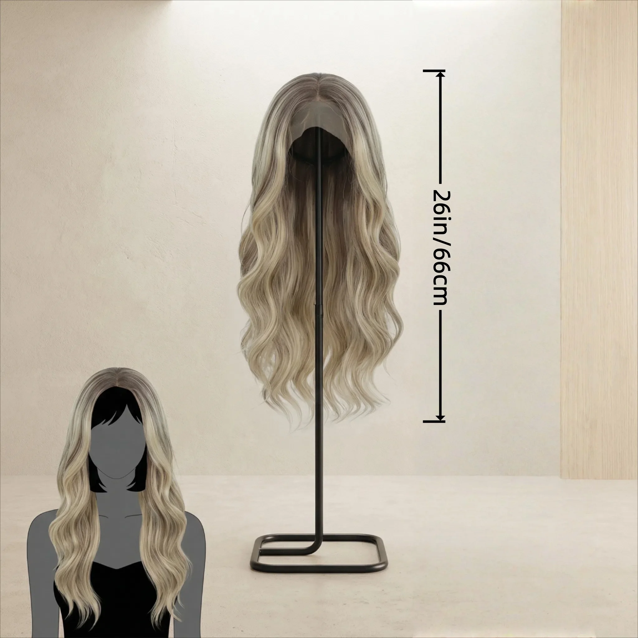 Gradient Brown Gold Long Loose Wavy Synthetic Wig 26 Inch Heat Resistant Fiber Daily Party Wig For Women image 3