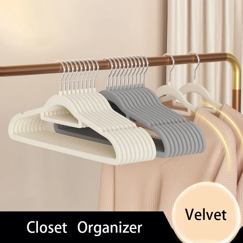 

10pcs Non-slip Velvet Coat hanger Clothes Organizer Closet Storage Suit Pants Shirt Drying Rack Adult Children High-quality