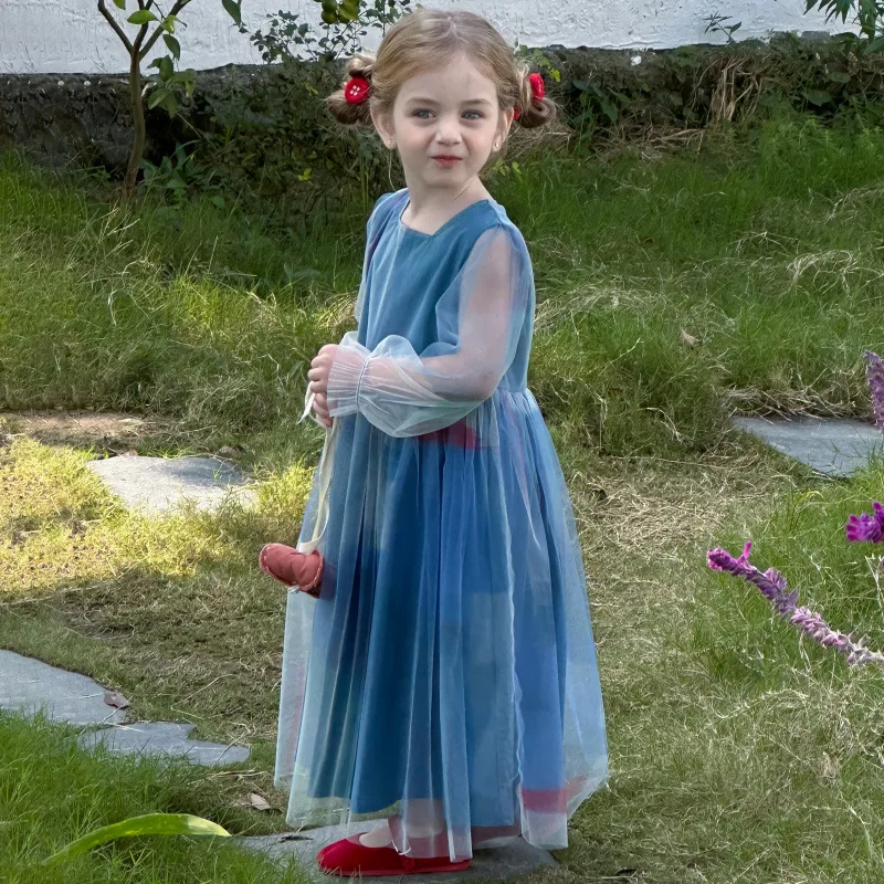 

Girls' Spring Dress2025New Children's Fashion Princess Dress Stylish Kids Fashionable Toddler Mesh Dress