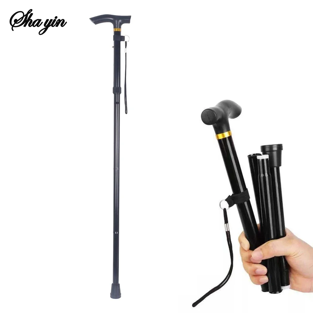 Adjustable Telescopic Portable Folding Trekking Pole Aluminum Alloy Walking Stick Hiking Stick Non-Slip Elderly Walking Crutches