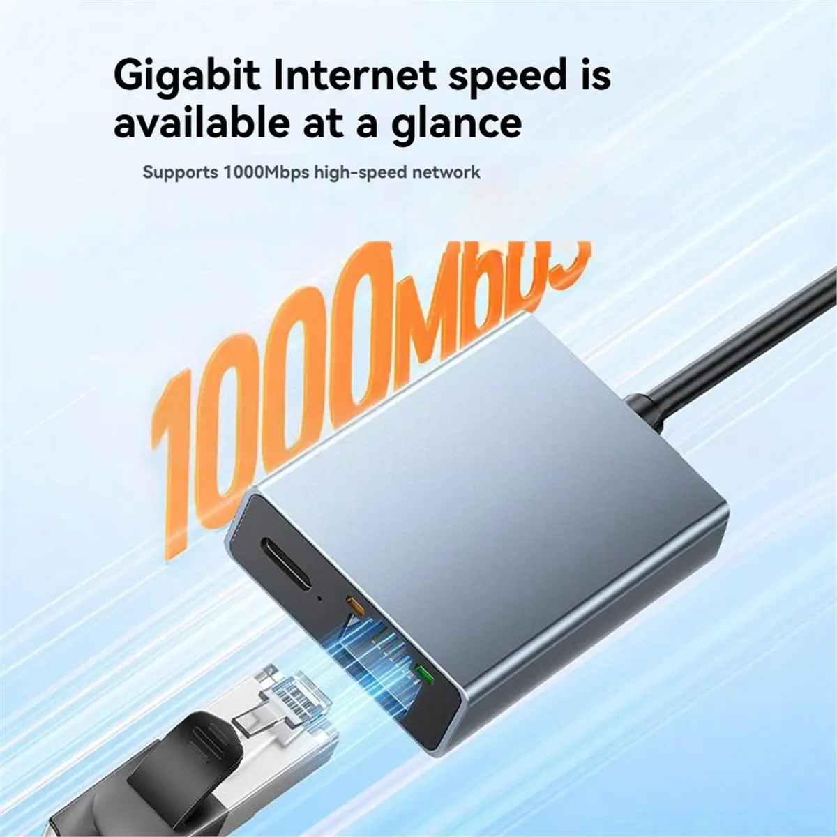 Type C to RJ45 1000Mbps Gigabit Ethernet Adapter PD 100W Fast Charge Network Card Plug Play for Switch Laptop Tablet