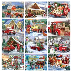 FULLCANG Diamond Painting New Collection Santa Claus House Red Truck Diy Full Mosaic Embroidery Christmas Gift Wall Decor FG1993