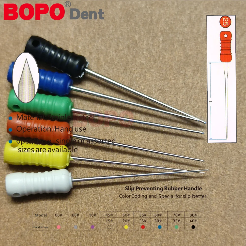 6pcs/Pack Dental Tapered Finger SPREADERS FILES Stainless Steel Endo Root Canal S Files Hand Use Dentistry Endodontic Tool15-40#