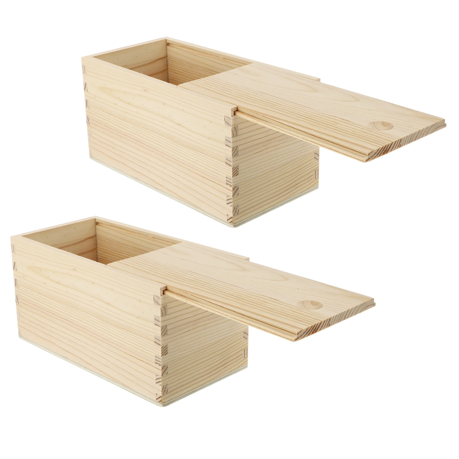 

2pcs Packaging Boxes Wooden Sliding Containers Versatile Supply Household Sliding Storage Case Multi-Function Wrapping Box