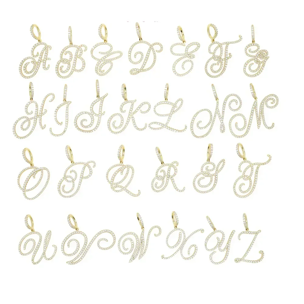 تصميم جديد مخطوطة 26 الأولي قلادة بحرف قلادة مايكرو تمهيد 5A زركون تشيكوسلوفاكيا الأبجدية اسم المجوهرات #3
