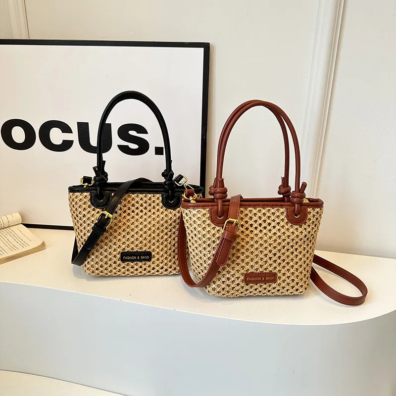 

‌2025 New Korean-Style Woven Bucket Bag - Crossbody/Shoulder Handbag, Trendy Boho Purse with Adjustable Strap