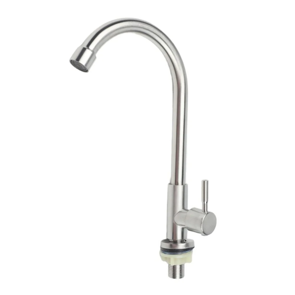 Single Lever Cold Water Tap for Kitchen Sink Made of 304 Stainless Steel Design for Home and Outdoor Applications