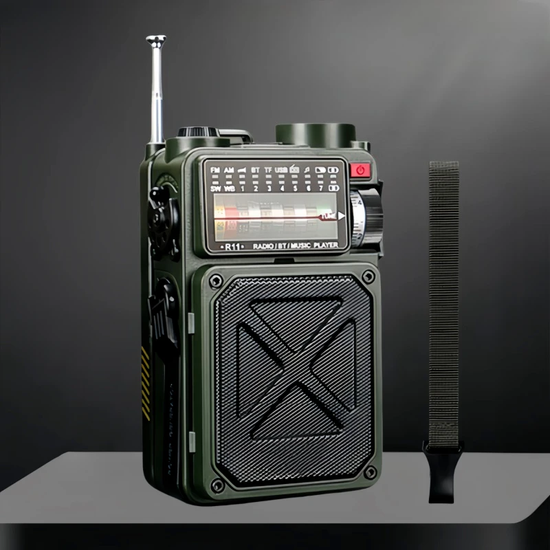 

Multifunctional combat preparedness and disaster prevention emergency hand generator outdoor solar charging flashlight radio