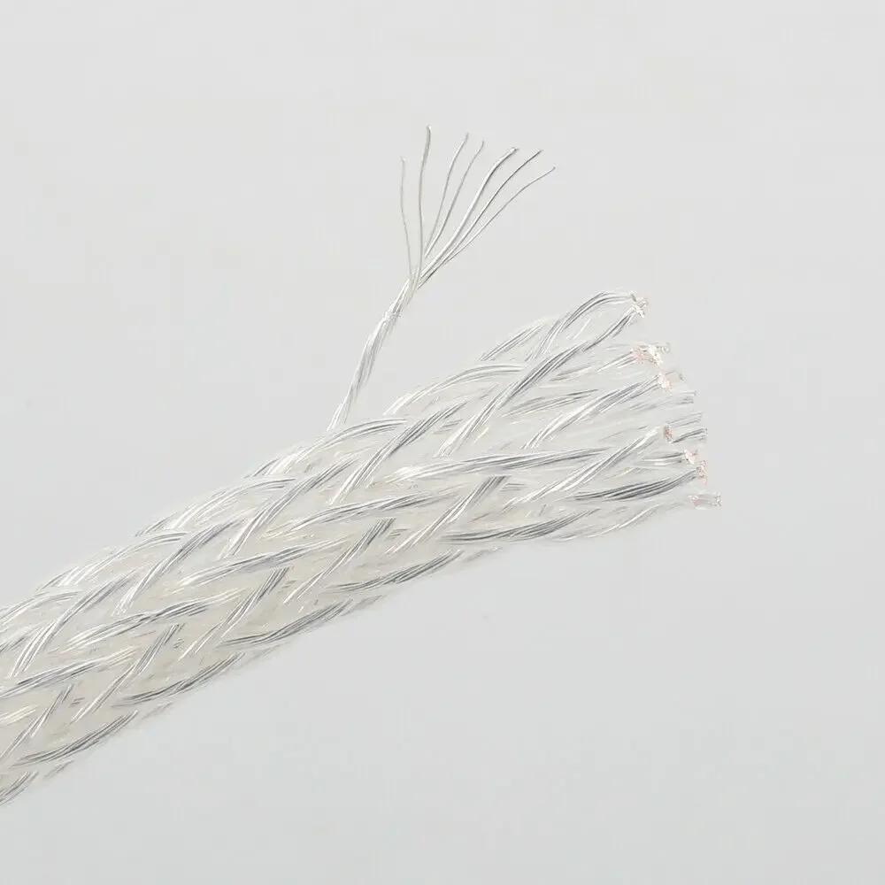 1 meter  Braid 12AG High Purity Silver Plated OCC Speaker Cable 24 Strands Bulk wire
