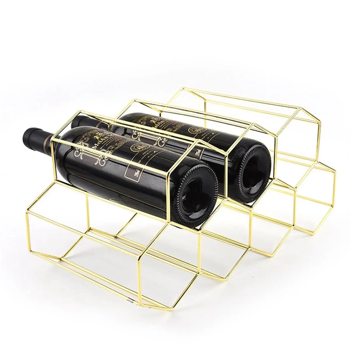 Oct Sale Modern Metal Honeycomb Wine Rack Wine Bottle Storage Beehive Tabletop Wine Rack Hexagon 9 Bottle Wine Holder Display B