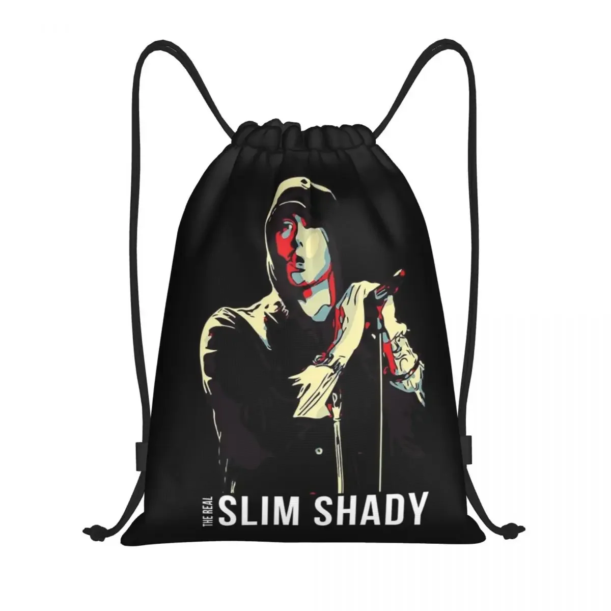 Custom E-Eminem Posters The Real Slim Shady Drawstring Bags Women Men Lightweight Hip Pop Music Sports Gym Storage Backpack