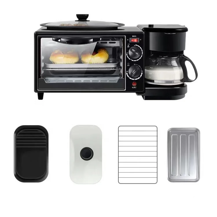 Three In one Multi Function Breakfast Maker Machine Coffee Pot Frying Pan With Toast Oven