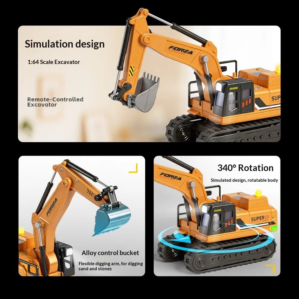 Alloy Mini Desktop Proportional Excavator 1:64 Realistic Bulldozer Model Toy Desk Decorations Birthday Gift