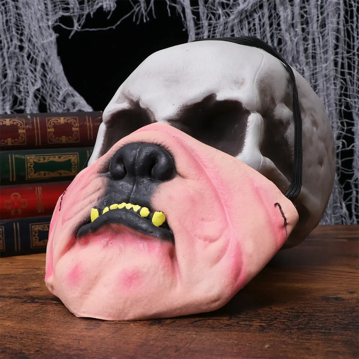 Funny Dog Mouth Half-Face Mask Latex Halloween Carnival Party Cosplay Role Playing Accessory Vivid Design Lightweight Adjustable