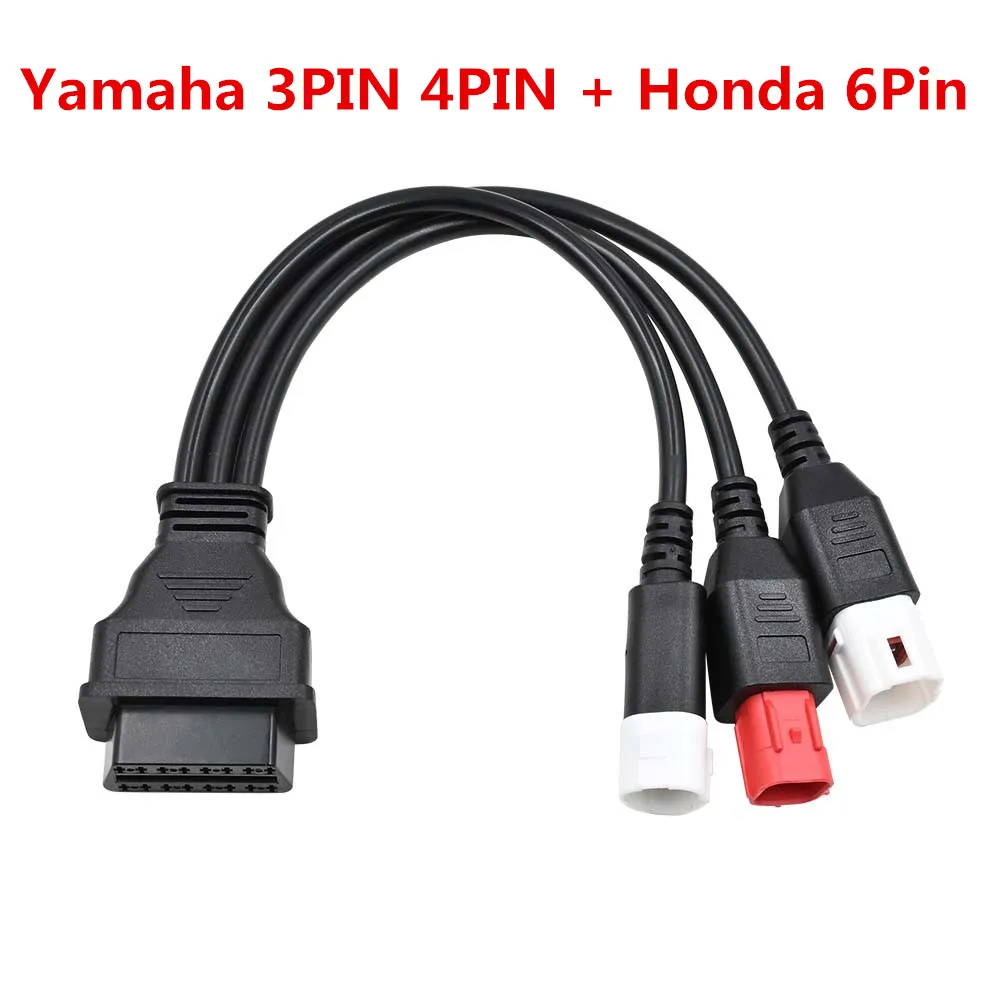 Conector de diagnóstico OBD2 para motocicleta, adaptador de extensión de enchufe OBD para Yamaha 3PIN 4PIN para Honda 6Pin 3 en 1