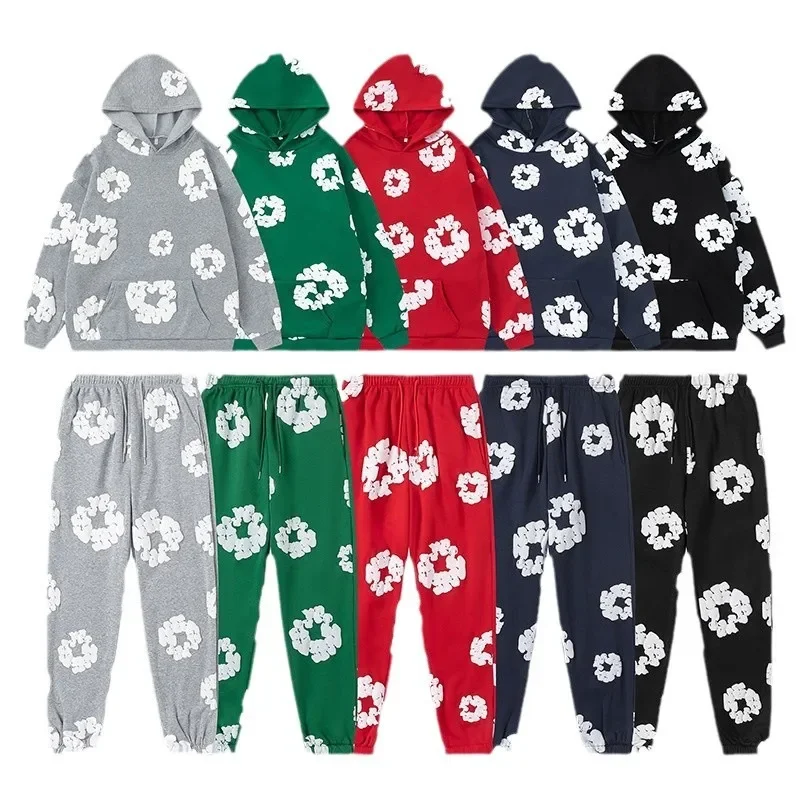 فضفاض المجهزة هوديي البلوز الشارع الشهير طباعة للجنسين مجموعة الشارع سلسلة مريحة الرجال النساء هوديي البلوز كومبو