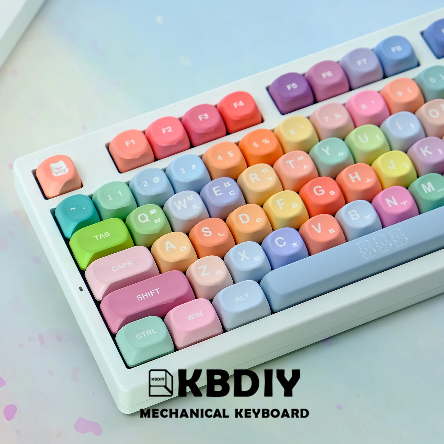 Imagem -03 - Kbdiy-keycap Coreano para Teclado Mecânico para Jogos Perfil Coreano Gomas de Ursos Iso Cor Cinco Lados 141 Teclas por Conjunto Diy