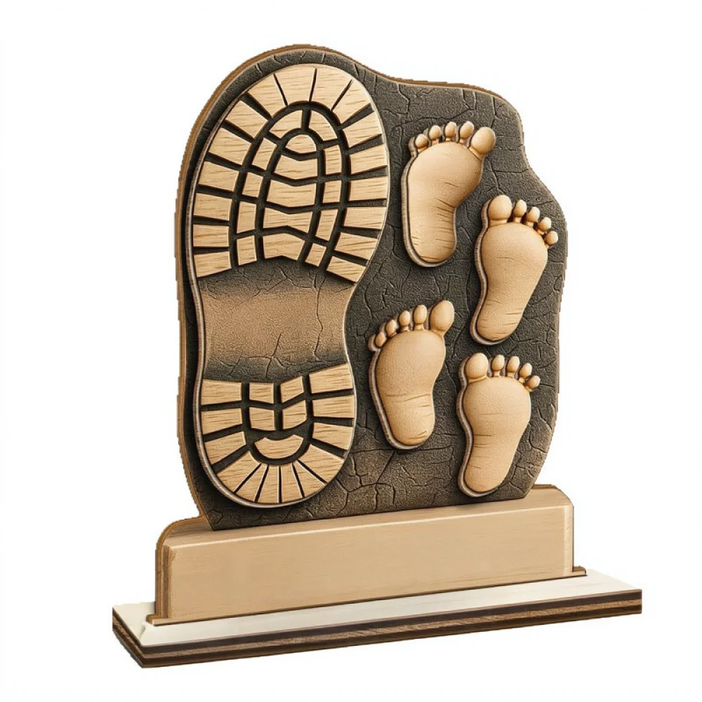 木製の足跡を模した記念オーナメント。父の日の贈り物、インテリ - Art And Craft For Father'S Day のレビューと価格