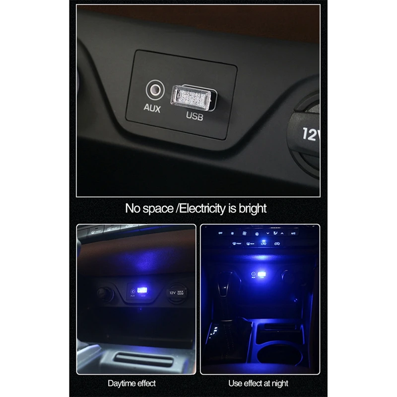 7Pcs Mini USB Light LED Modeling Car Ambient Light Neon Interior Light Car Jewelry USB Night Light(7 Colors)