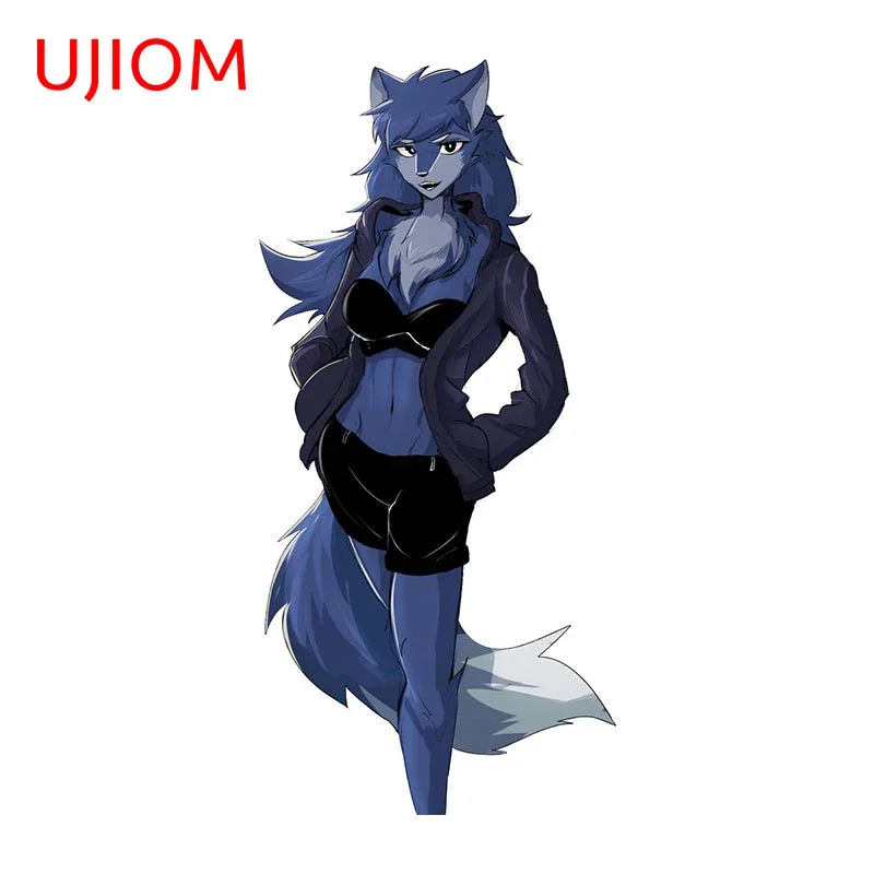 UJIOM for Furry Wolf Female Wall Stickers Bedroom Waterproof Decals Living Room Trunk Wardrobe Bathroom Wardrobe Decoration