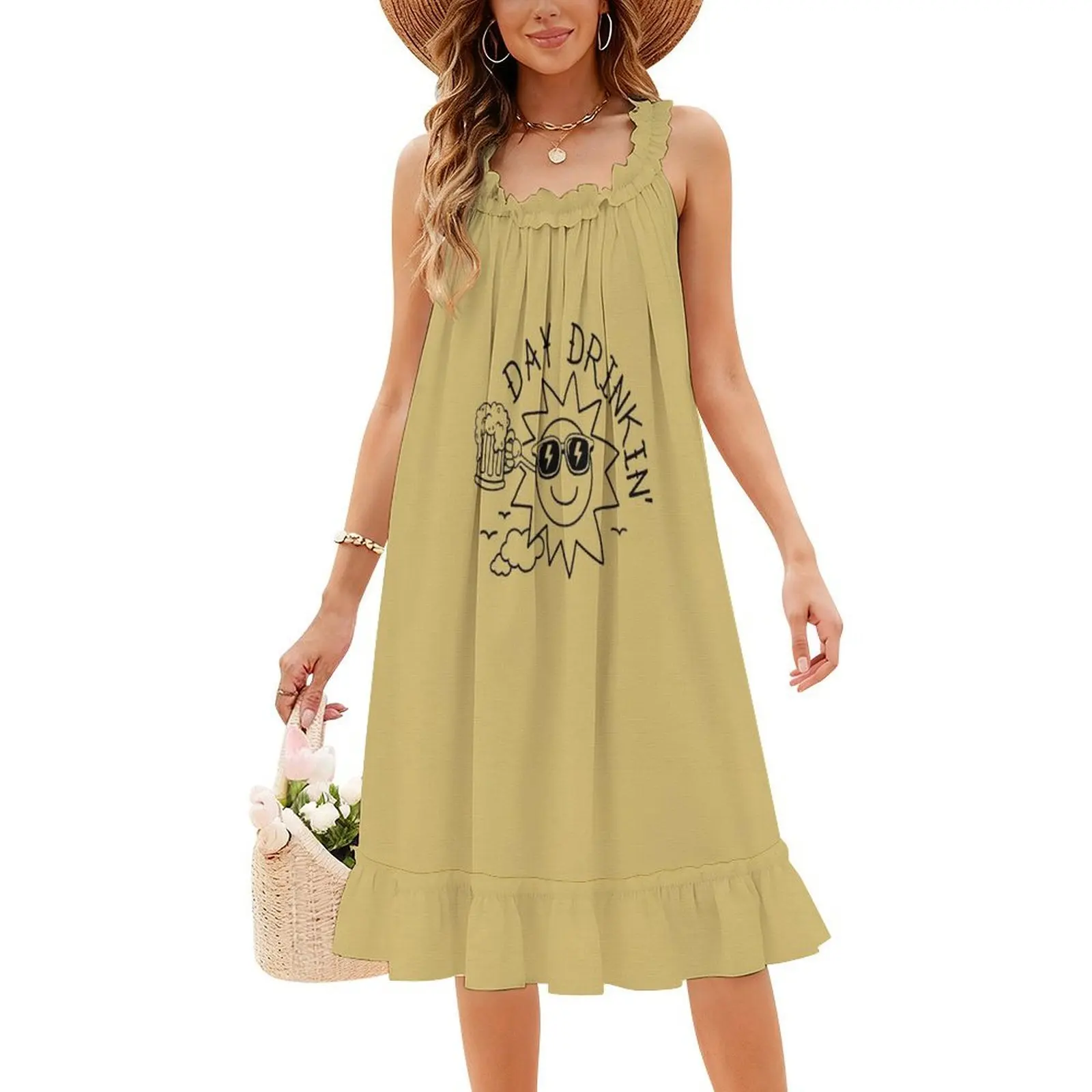 Engraçado cerveja vintage cerveja dia bebendo cerveja retro unisex floral blusa vestido para mulheres primavera verão vestido casual para festa