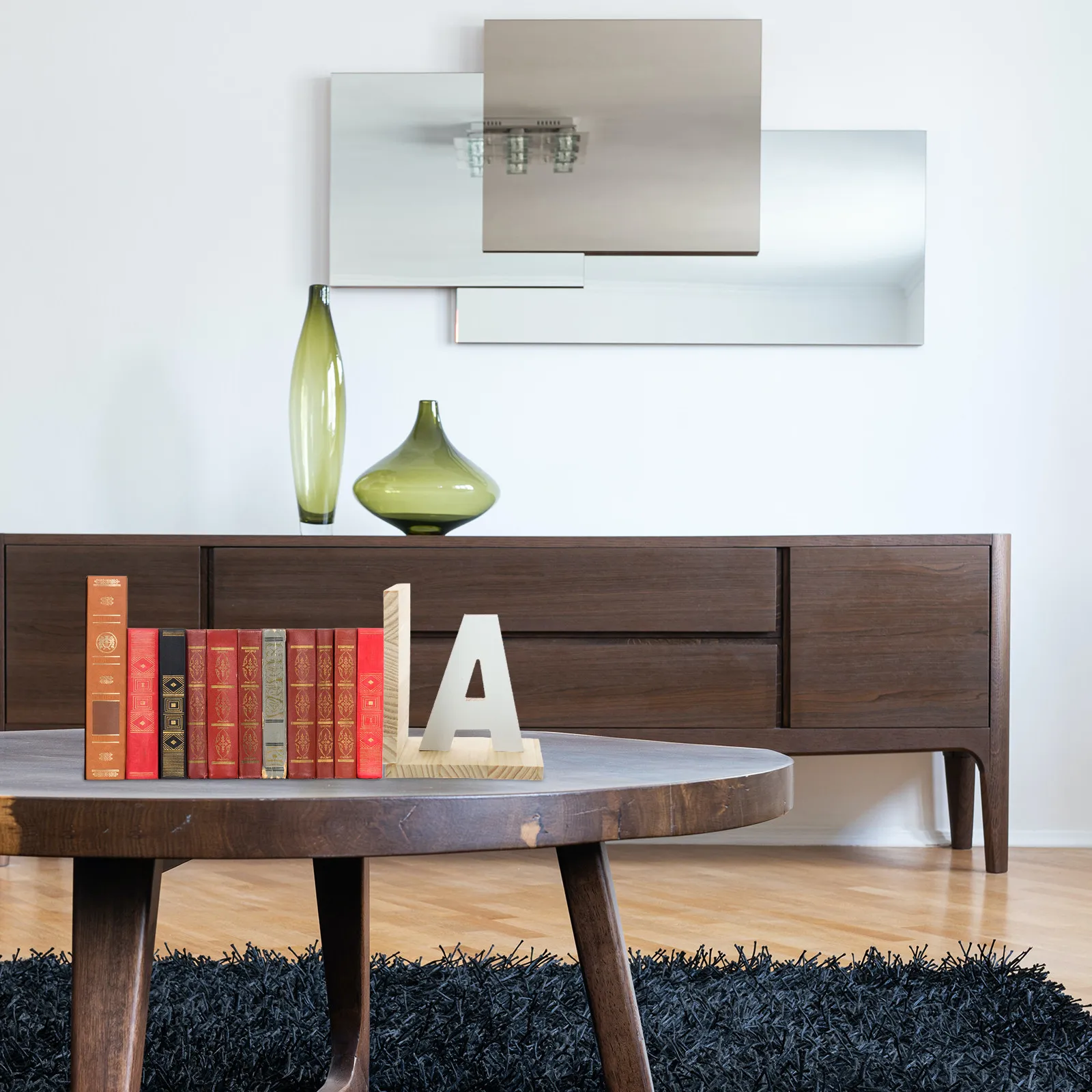 

Reusable Wooden Bookends Letter A Shape Book Holder Desktop Book Organizer File Stand for Bookshelves Office Reading