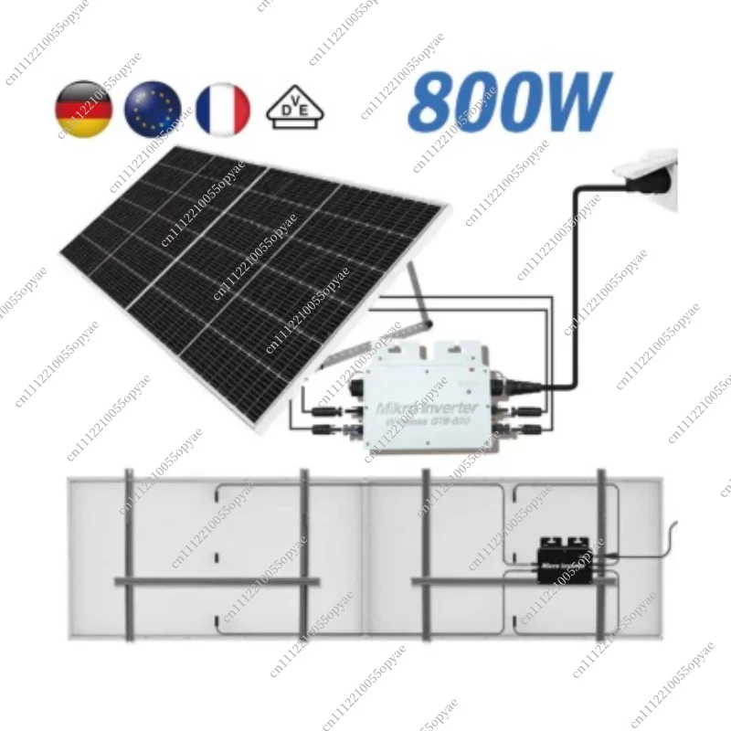 800W Grid-Tied Micro Inverter, WIFI Mobile Phone Control Solar Microinverter for Balcony Home Plug Play PV System