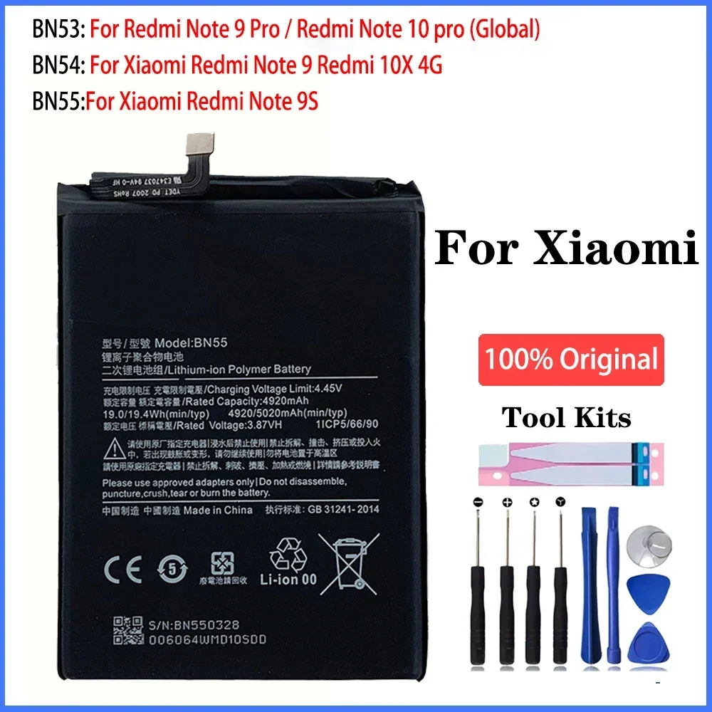 100% Original BN53 BN54 BN55 Battery For Xiaomi Redmi 10X 4G / Note 9 Pro 5G / Note 9S / Note 10 pro Phone Batteries