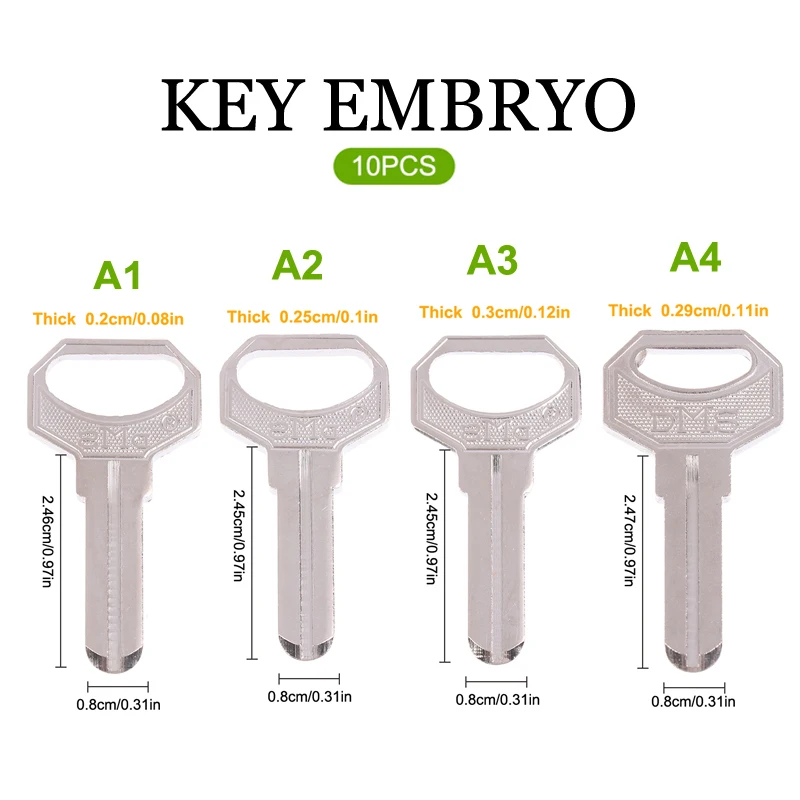 

10Pcs Key Embryo Middle Slot Small Square Computer Punching DMS Key Blank Fingerprint Lock Password Lock Blank