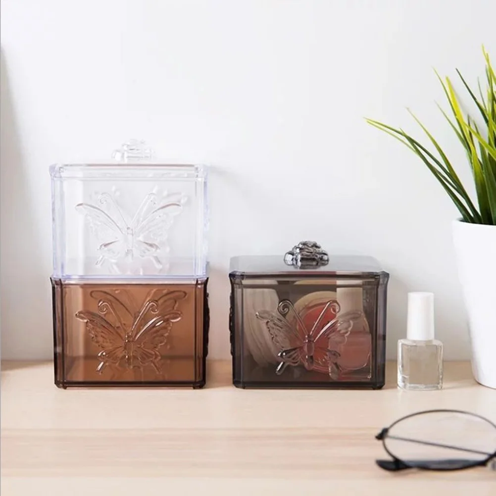 

Clear Cotton Pads Organizer Box Transparent Storage Container For Cotton Swabs Cosmetics Bathroom Vanity Holder Dustproof