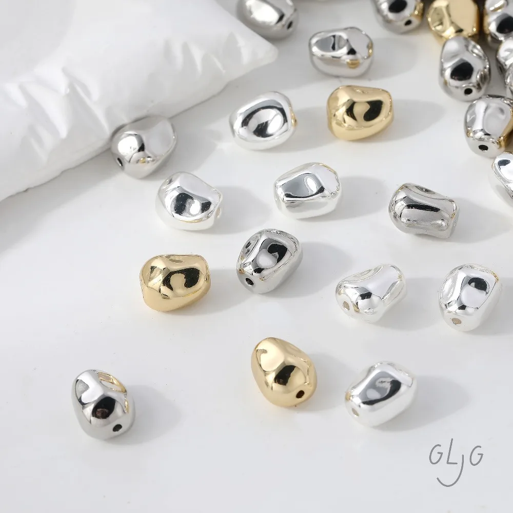 4PCS Irregular Shaped Spacer Beads for Jewelry Findings Making Bracelet Supplies DIY Brass 14k Gold Plated Accessories 9*11mm view 2
