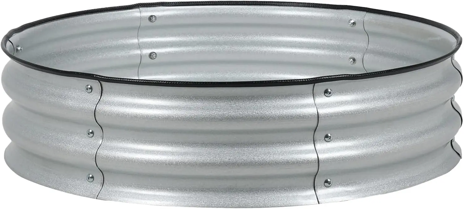 

Metal Raised Garden Bed 9" Tall 30" Round Planter Box for Vegetables Flowers Herbs, Easy Assembly Galvanized Steel