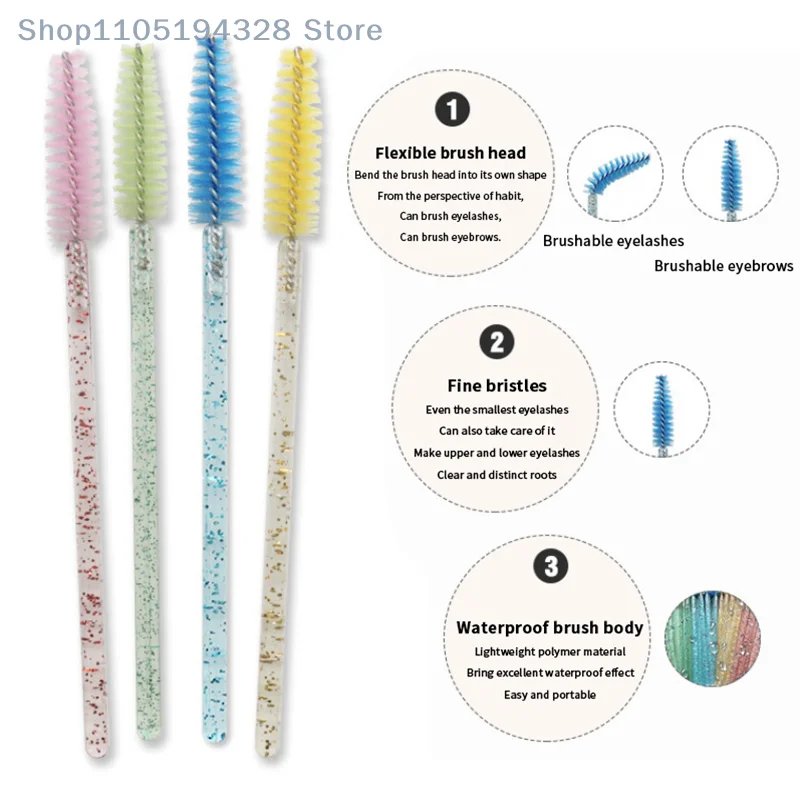 [MP] Pettine per ciglia in cristallo usa e getta 50/100 pezzi Estensione ciglia Mascara Bacchette Trucco Trucco professionale Strumento di bellezza