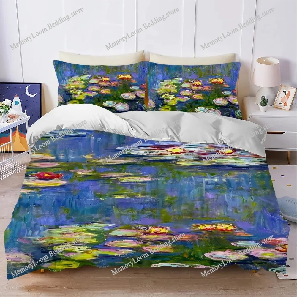 

Art Claude Monet Duvet Cover Set Home Style Bedding Soft Laundry Cotton Bed Four Seasons Student Dormitory Home Textileextile741