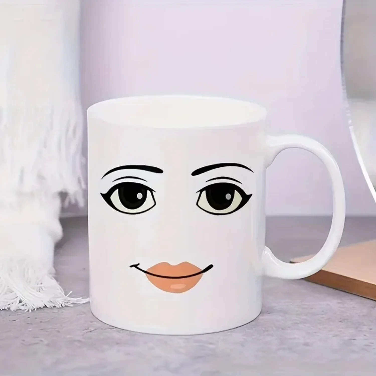 11oz White Ceramic Cup Funny Woman Face Coffee Mug Creative Teacup Water Cup Perfect Novelty Mothers Day Birthday Gift Drinkware