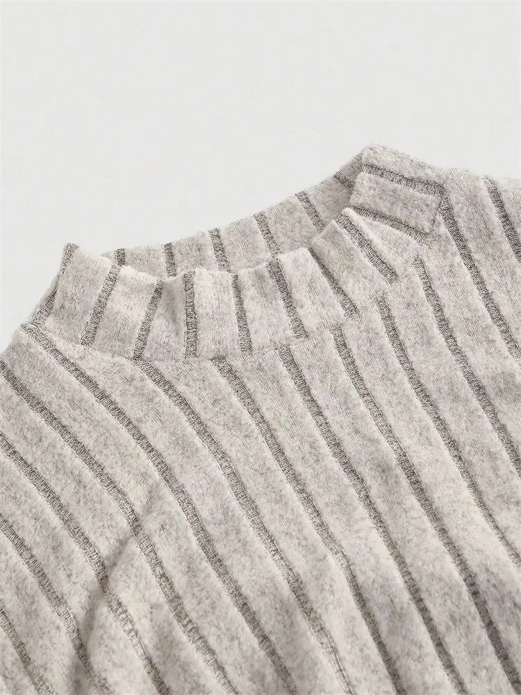 Top de corte costela com pescoço simulado para mulheres, camiseta de manga comprida, camiseta slim fit, blusa casual cortada, primavera e outono, roupas Y2K, 2021