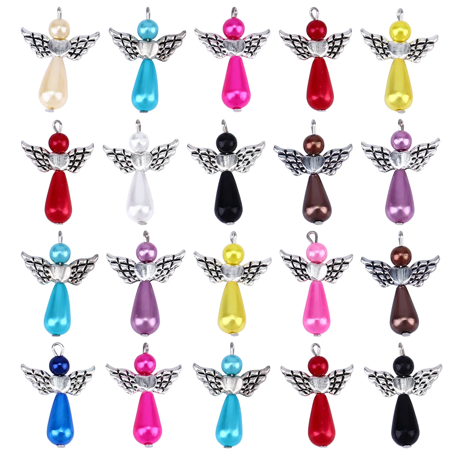 

20 Pcs Wing Pendant Accessories Christening Keychains Alloy DIY Jewelry Angel Wings