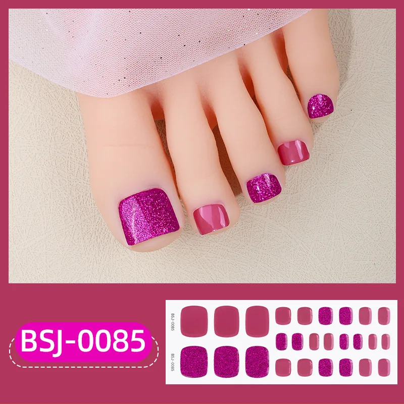 Jump color Toe Nail Wraps Pure Color Full Cover Semi Cured Nails Sticker Nail Art Gel Polish Manicure DIY Foot Nails Deco Women