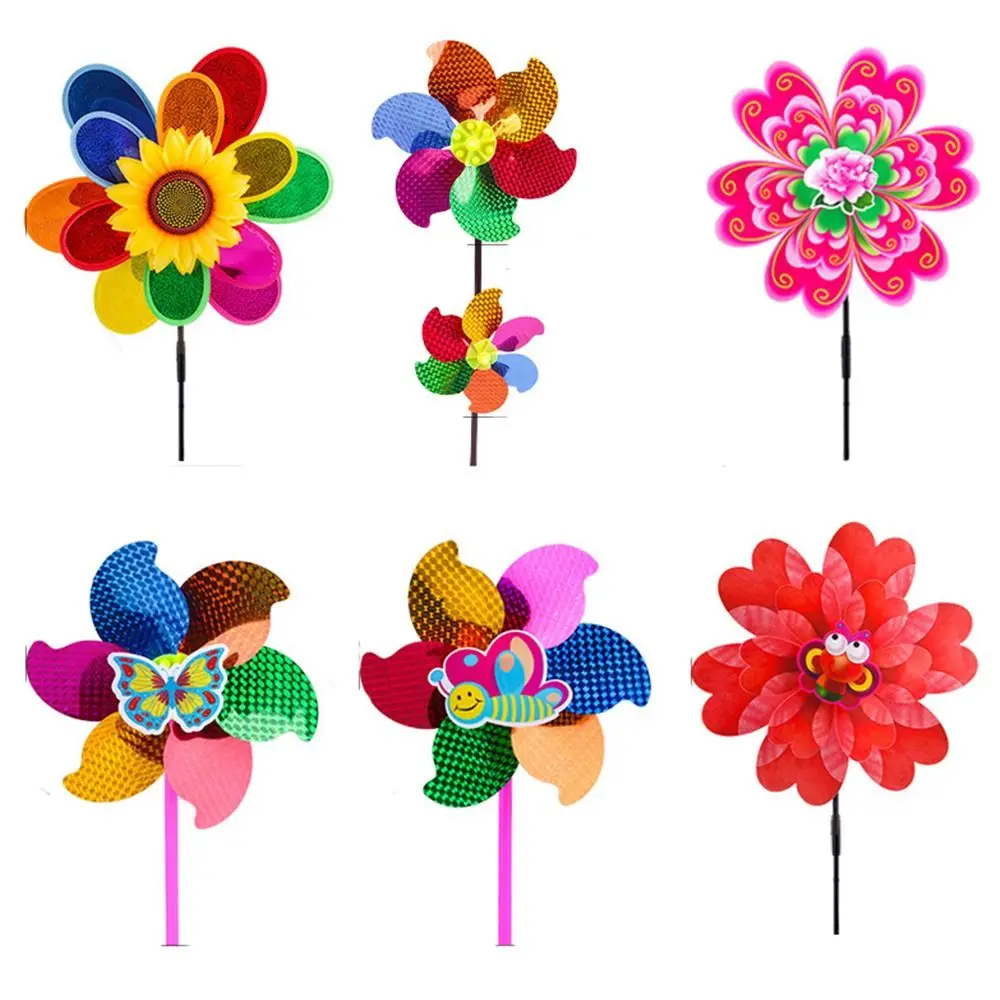 Cartoon Bambini Giocattoli Giocattoli per bambini Girandole a vento fai da te Girasole colorato Mulini a vento Layout Girandole Giocattoli Girandole in plastica