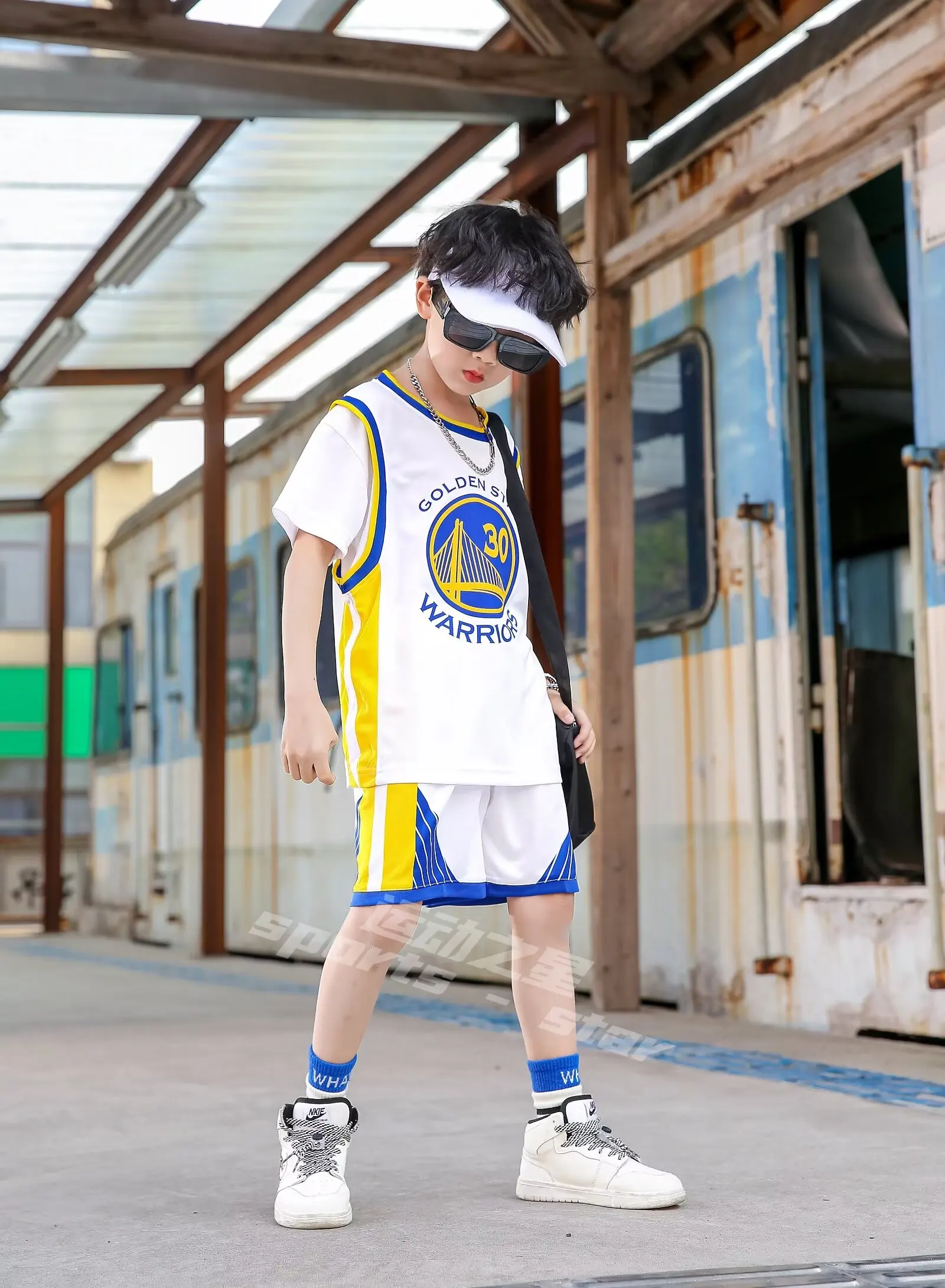 NEW 24/25 Children's clothing suit boy girl Fans Basketball Jerseys Warriors 30 game team uniform training  Vest and shorts