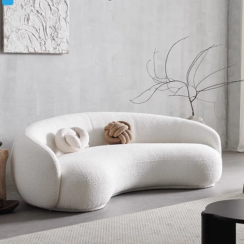 Wood Modern Fancy Sofa Cheap Simple Curved Nordic Floor Sofa Puffs Small Juego De Muebles Para Sala Living Room Furniture