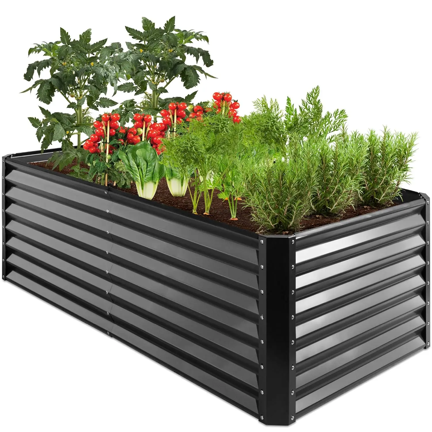 

6x3x2ft Galvanized Steel Raised Garden Bed Deep Root Planter 269 Gallon Outdoor Vegetables Flowers Herbs Customized