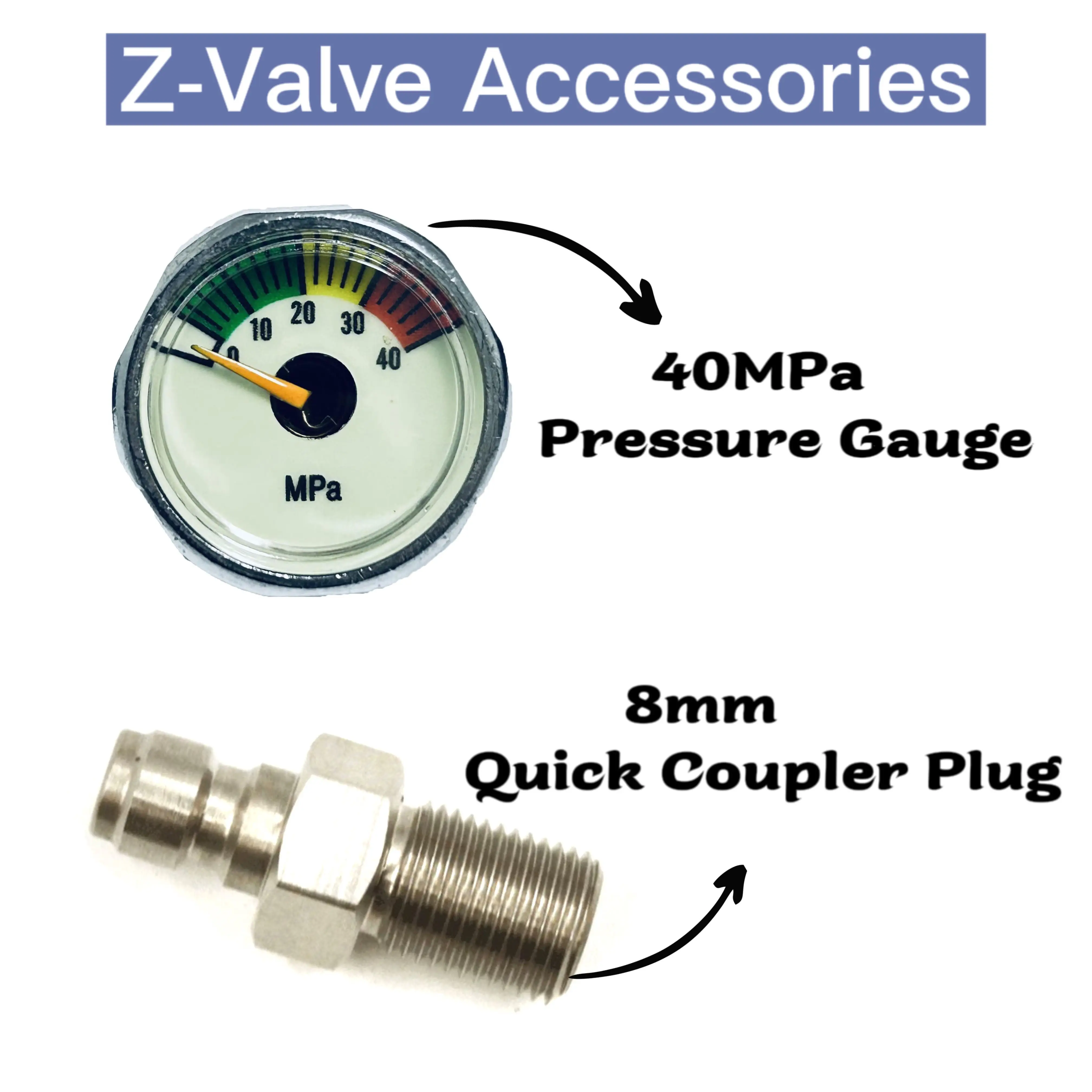 Tanque cilíndrico de Co2 de aire comprimido HPA, válvula Z de alta presión, adaptador regulador de buceo, 400bar/5000psi, M18 x 1,5, aleación de aluminio 6061T6