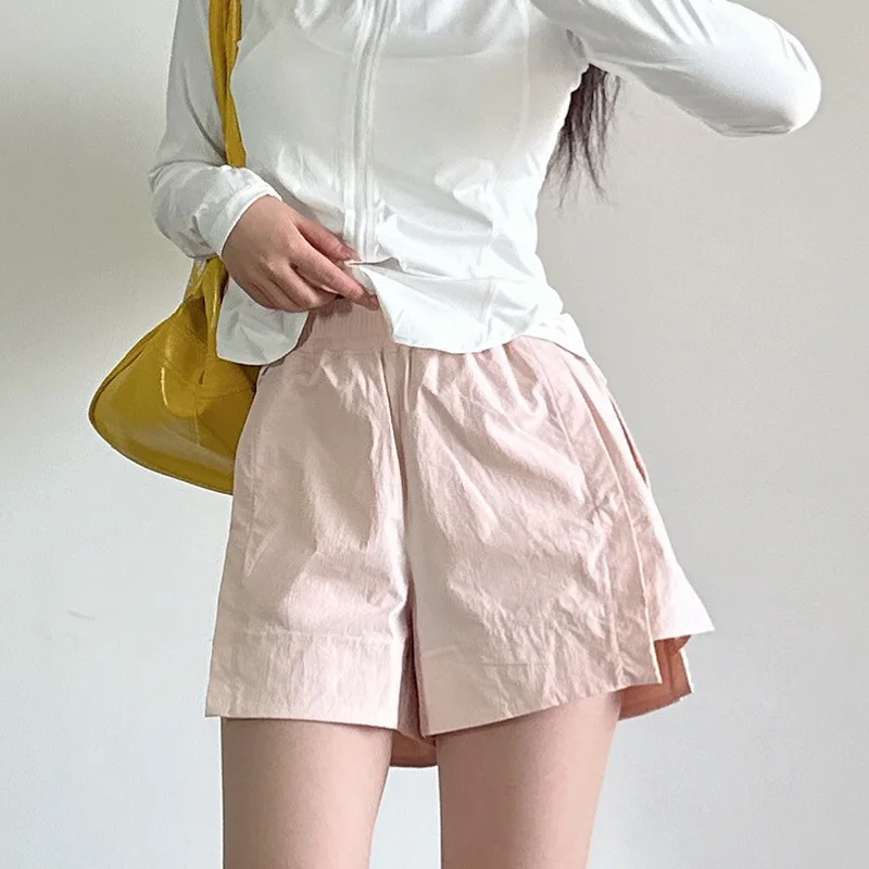 

Woven Quick-Dry Sports Shorts,Summer Side Slit Breathable Casual Loose Running A-Line Shorts