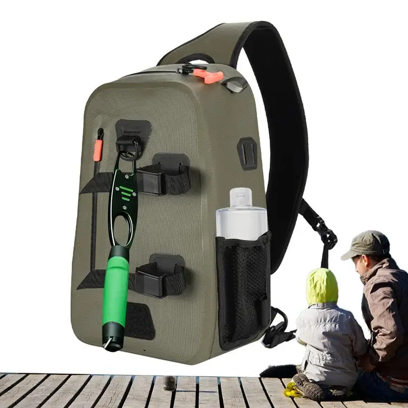 

Fly Fishing Bag Waterproof Tackle Sling Backpack 9.5L Multi-Functional Jig Tool Daypack Lightweight Casual Pack Slim Chest
