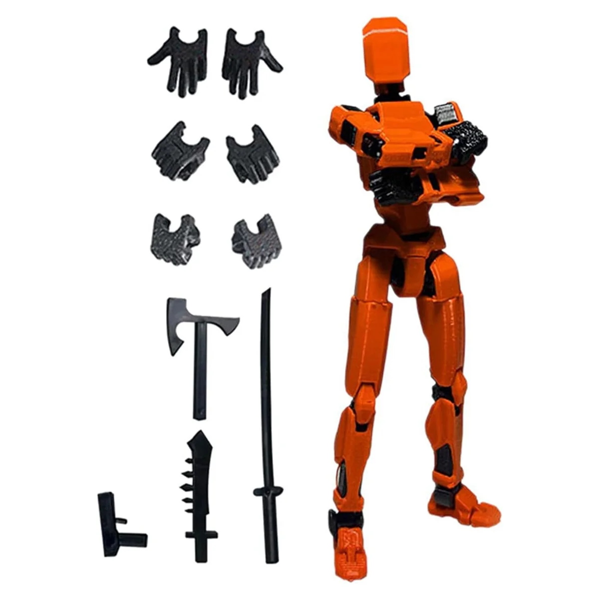 A72I Robot Action Figure, 3D Printed with Full Articulation for Stop Motion Animation Orange