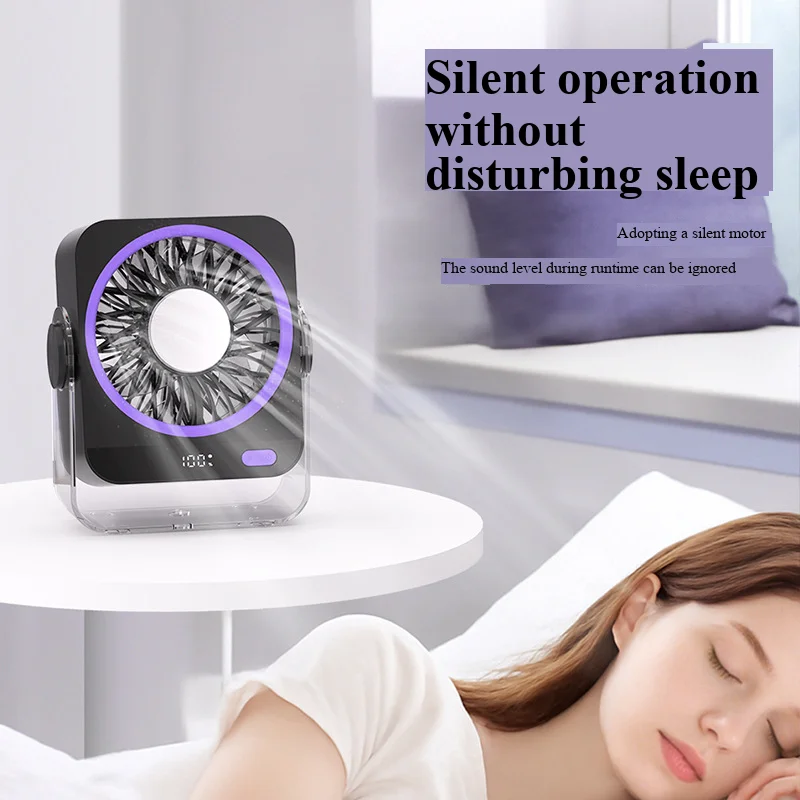 2026 Semiconductor-cooled Desktop Fan, High-wind, Rechargeable and Plug-in, Small Nightlight, Wall-mounted, Mini Fan view 5