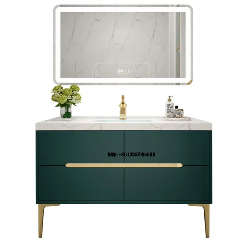 

Marble Top Customized Vanity Luxury Vanity Green Bathroom Cabinets