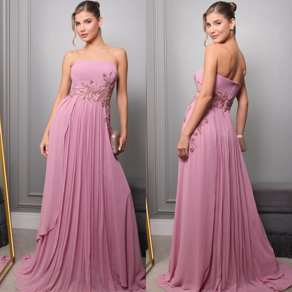 

Классическое шифоновое вечернее платье без бретелек по индивидуальному заказу Изысканные платья для выпускного вечера с бисером Роскошные платья без рукавов для особых случаев